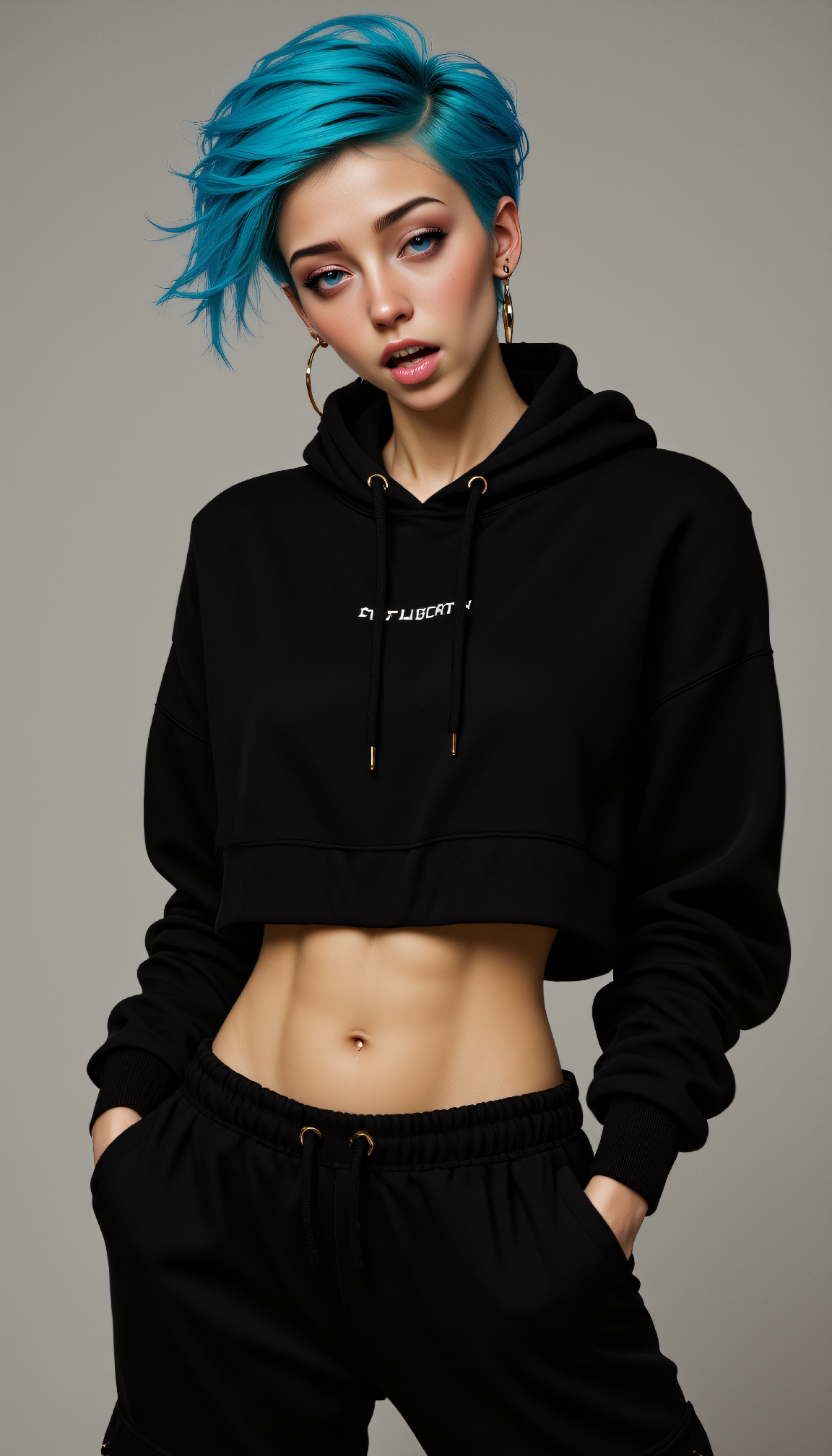 Девушка с синими волосами, стильный образ