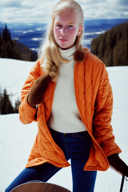 Лыжница в стиле ретро 70-х