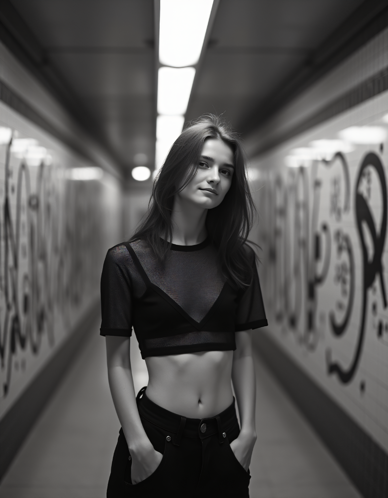 Танцующая девушка в метро