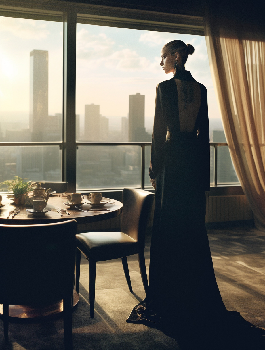 Элегантная девушка в роскошном интерьере