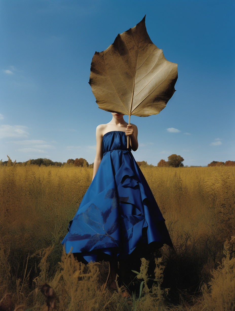 Женщина с листом в поле