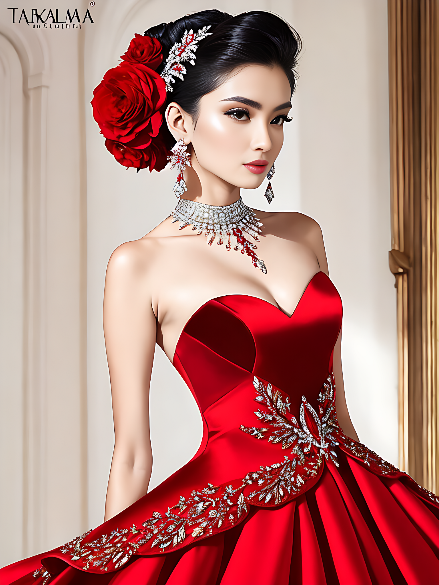 Роскошное красное платье, образ