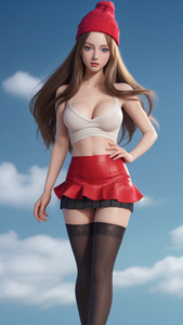 Аниме девушка в красном