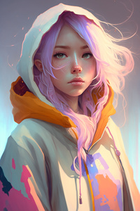 Ретро-аниме девушка в капюшоне