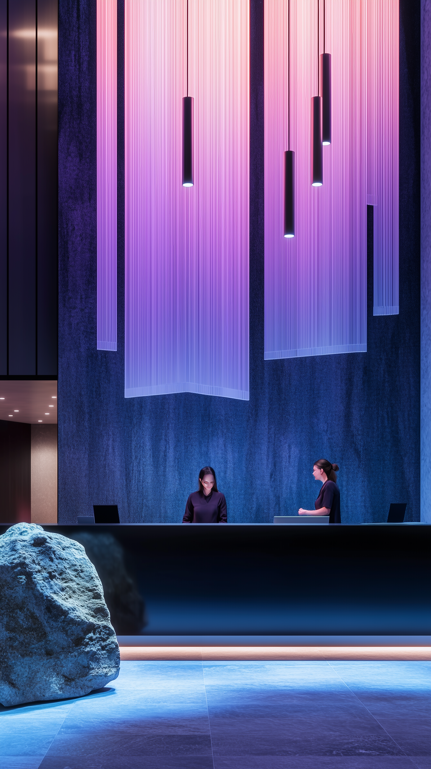 Современный интерьер с градиентным светом