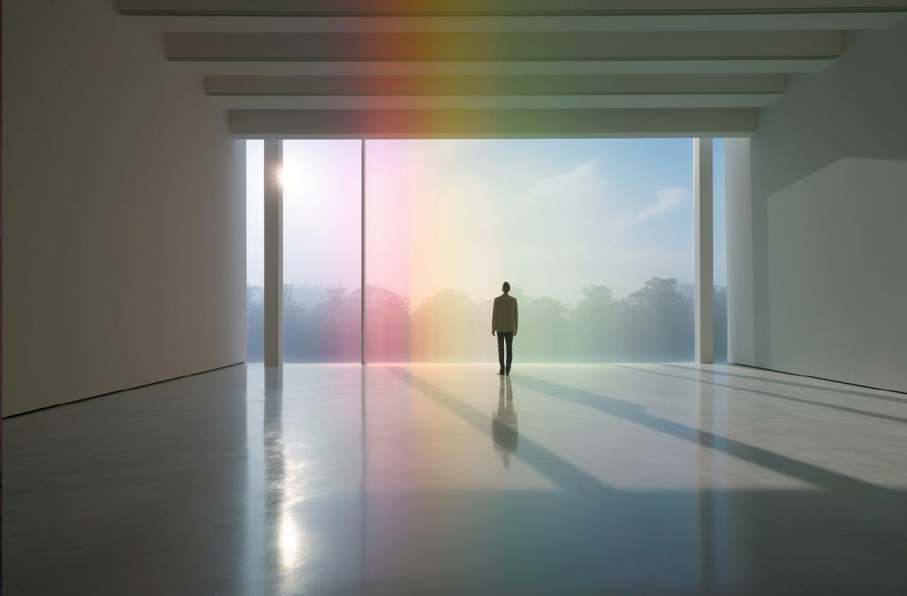 Человек в светлом пространстве