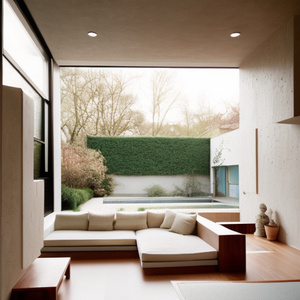 Уютная гостиная в стиле Баухаус