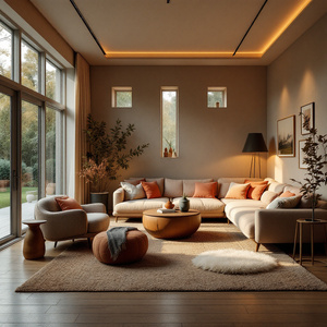 Уютная гостиная в стиле Баухаус