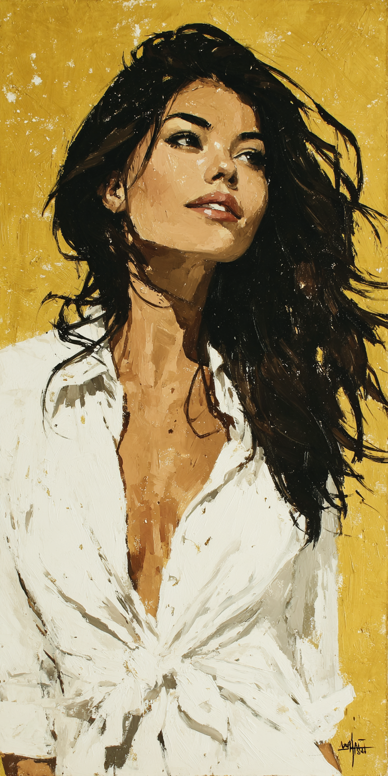 Портрет женщины в мазках кисти