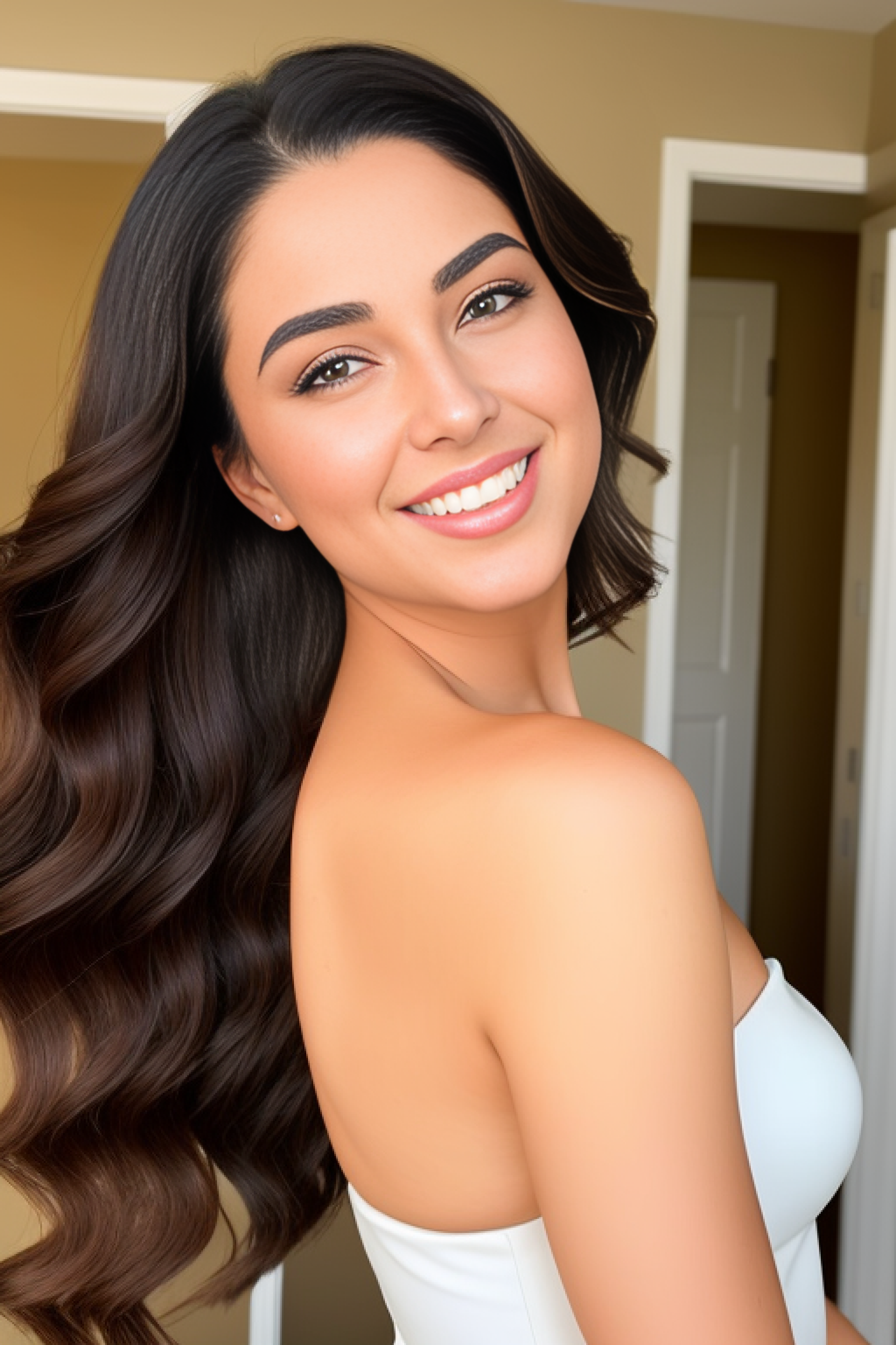 Уверенная девушка, входящая в комнату