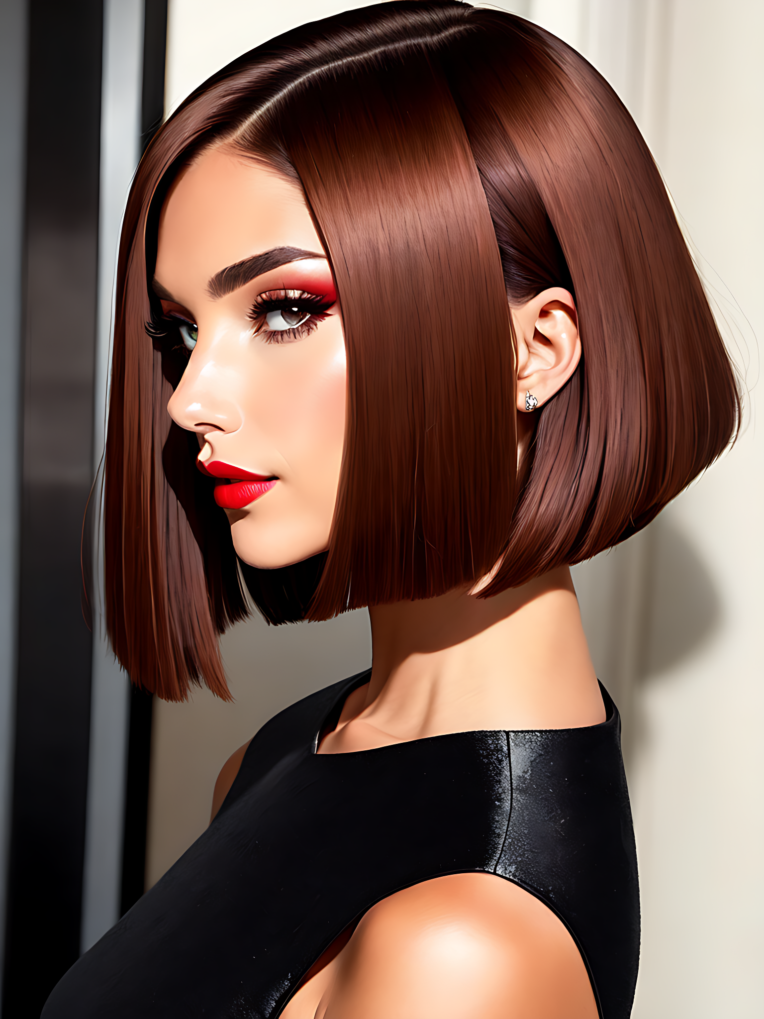 Современная девушка с красной помадой