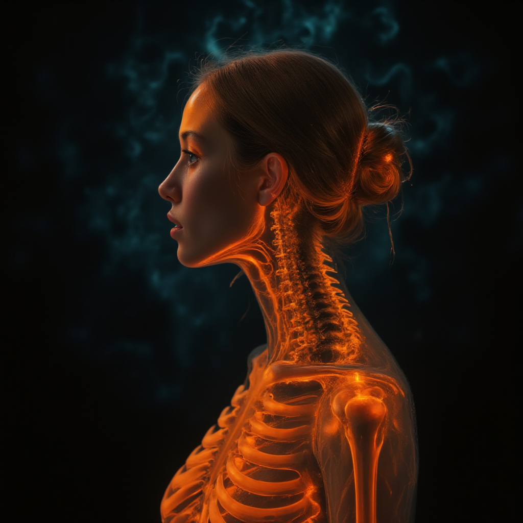 Силуэт женщины с объемным туманом