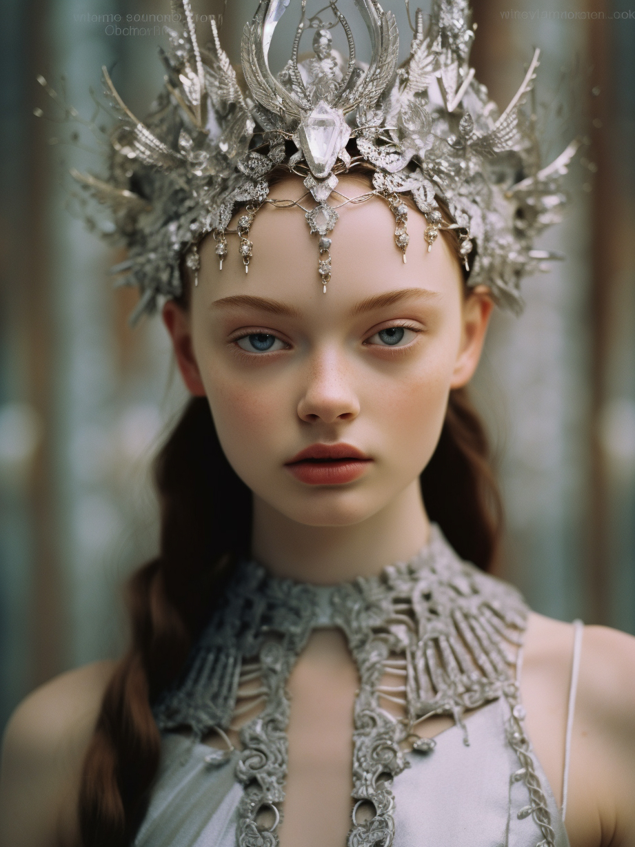 Девушка-киборг в серебряном платье