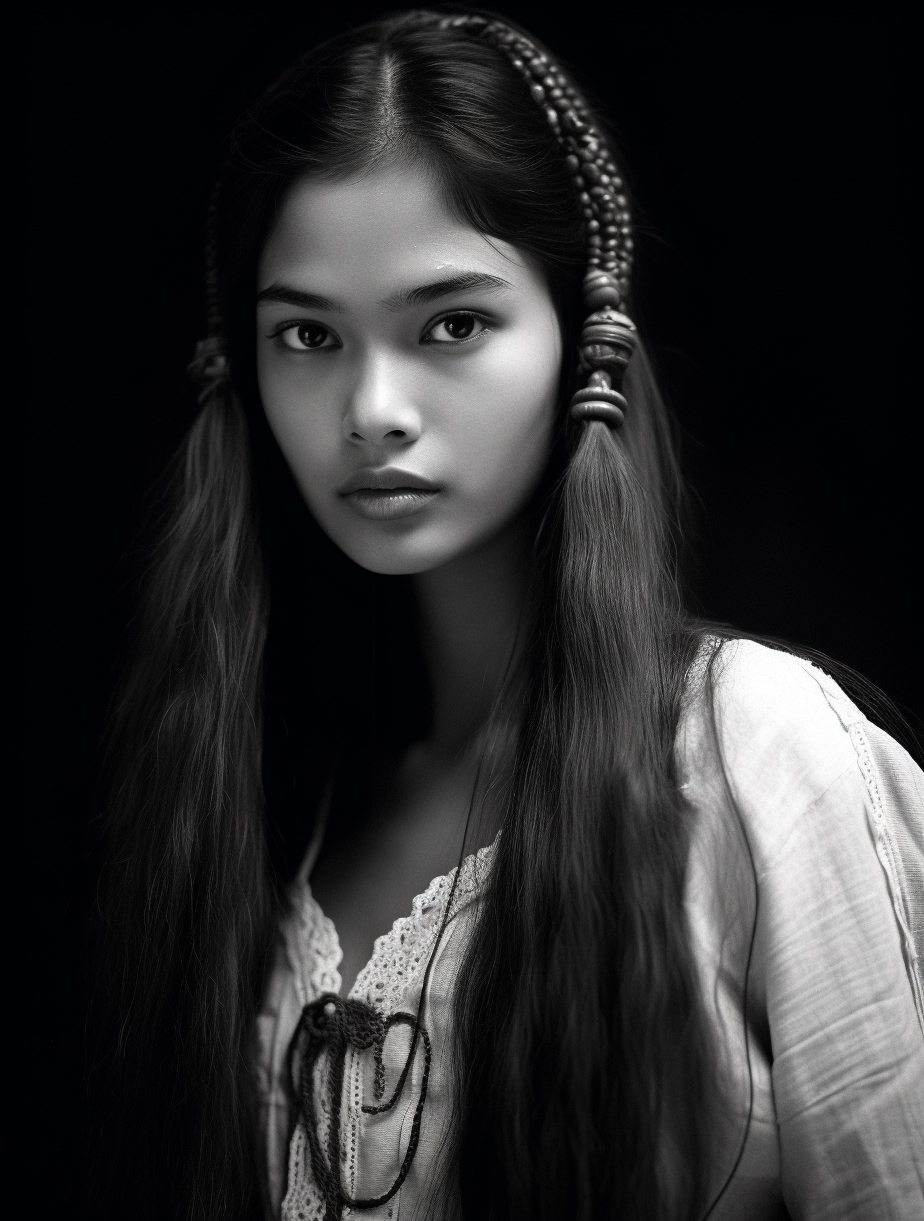 Восточная красавица в черно-белом стиле