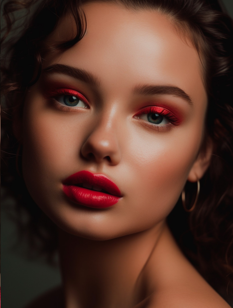 Красная помада, портрет девушки