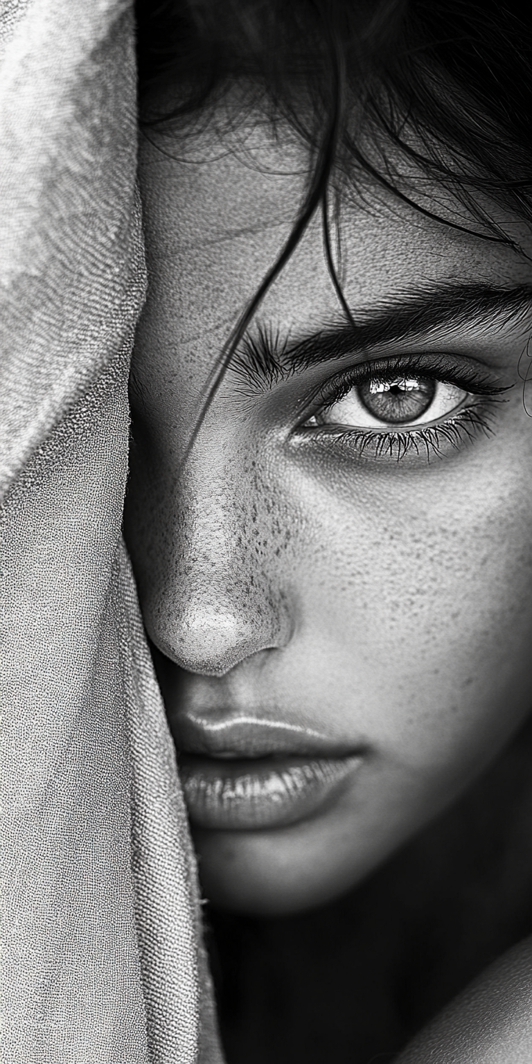 Интенсивный взгляд женщины в стиле ретро