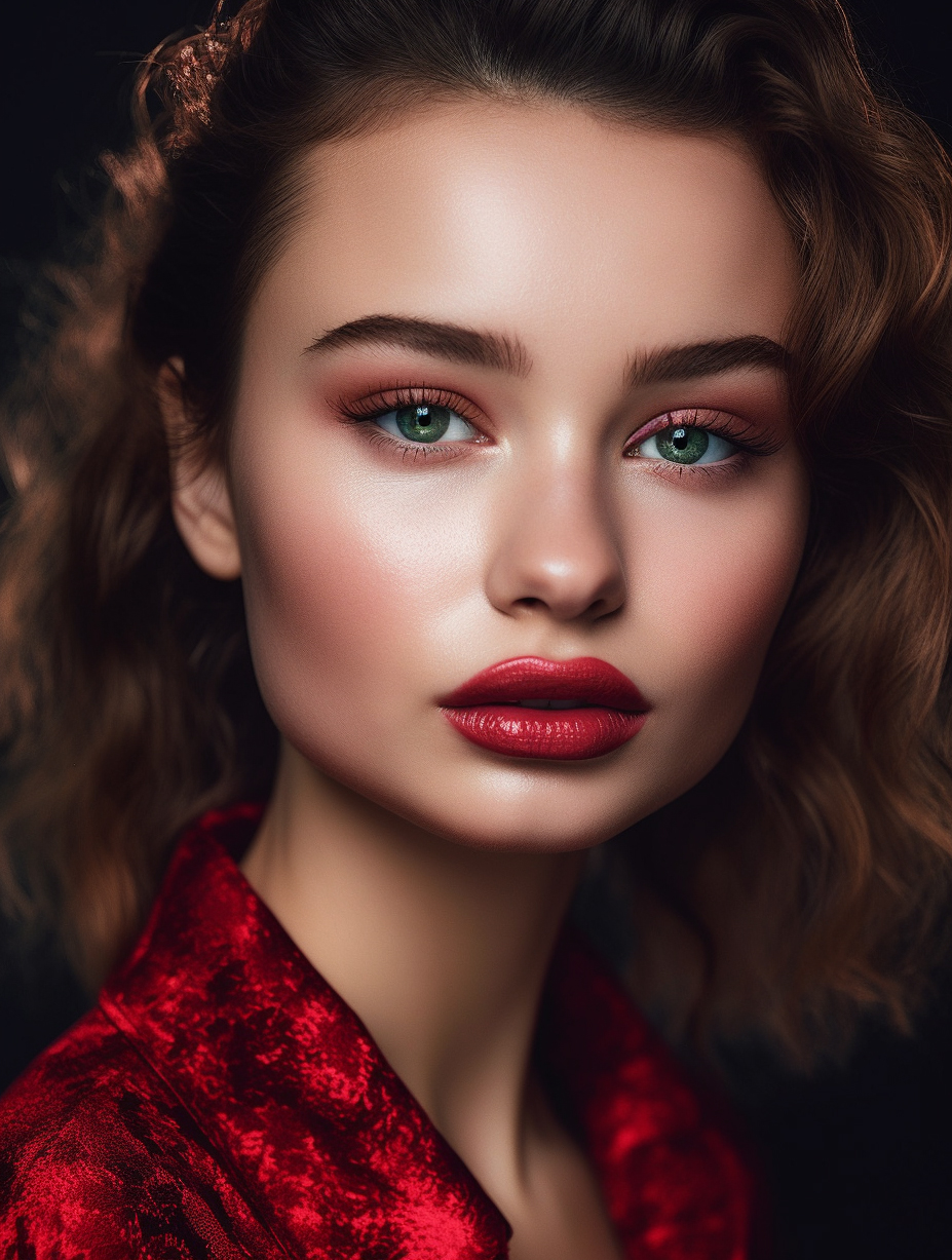 Красная помада, портрет девушки