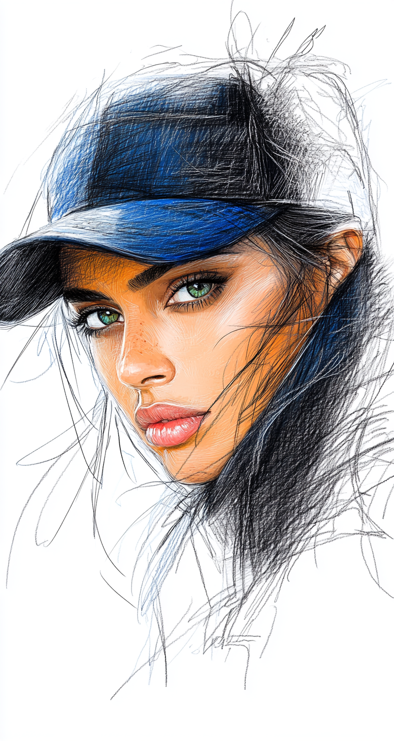 Экспрессивный портрет девушки углями