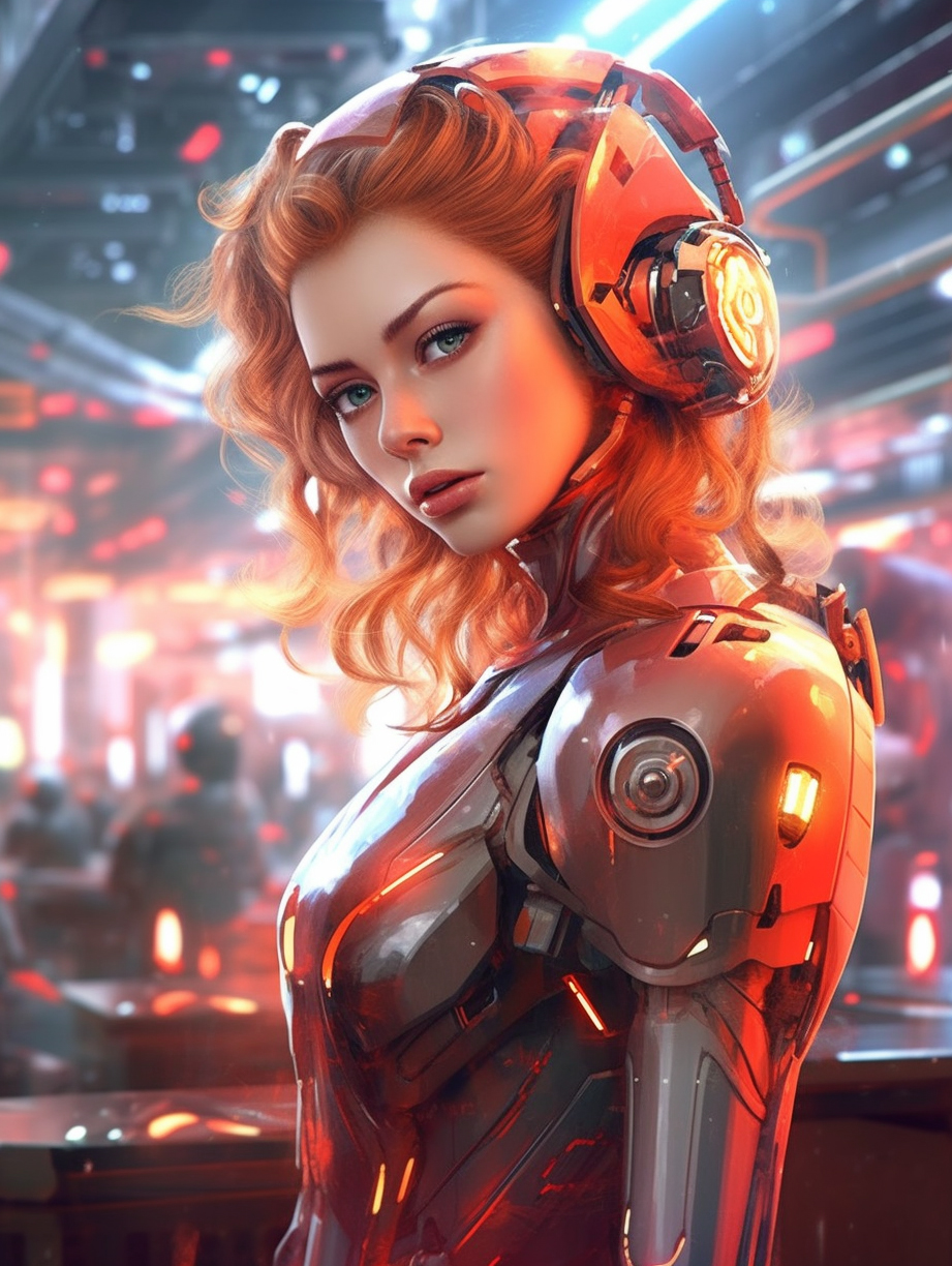 Киберпанк девушки-роботы в аниме стиле