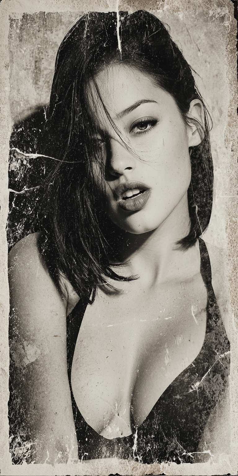 Винтажный портрет женщины карандашом