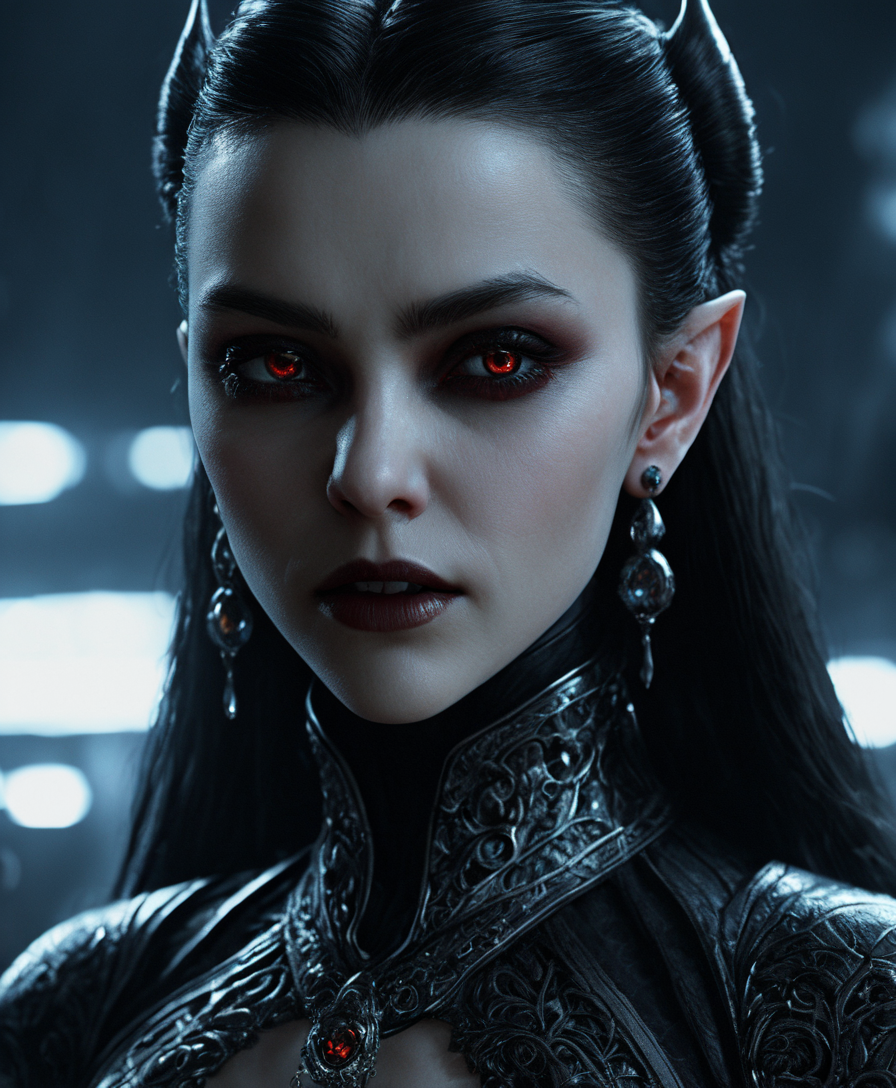 Вамптех девушка в стиле неофутуризма