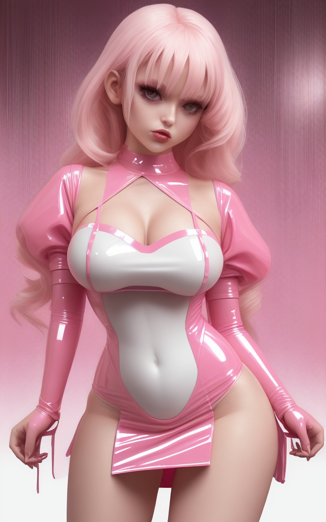 Розовый латекс, glitchcore, крупный план