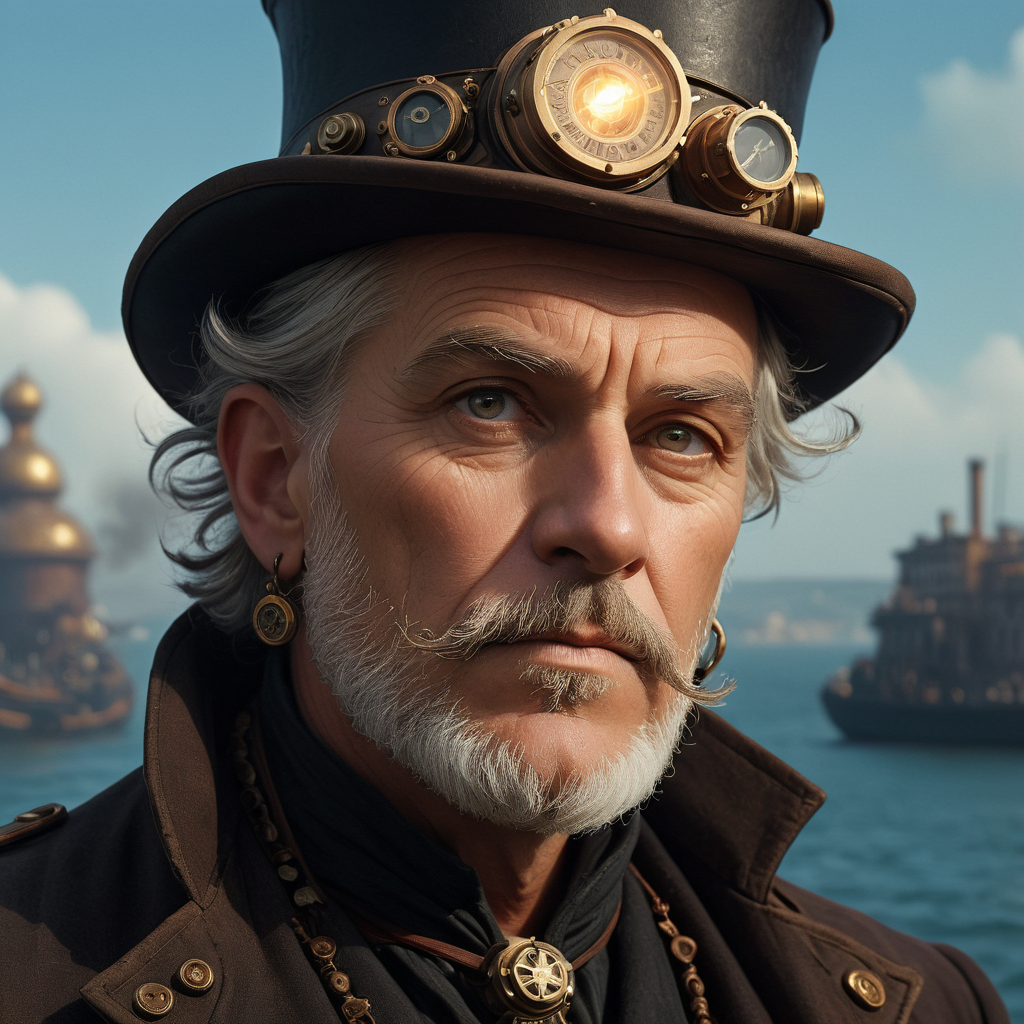 Стимпанк портрет пожилого мужчины