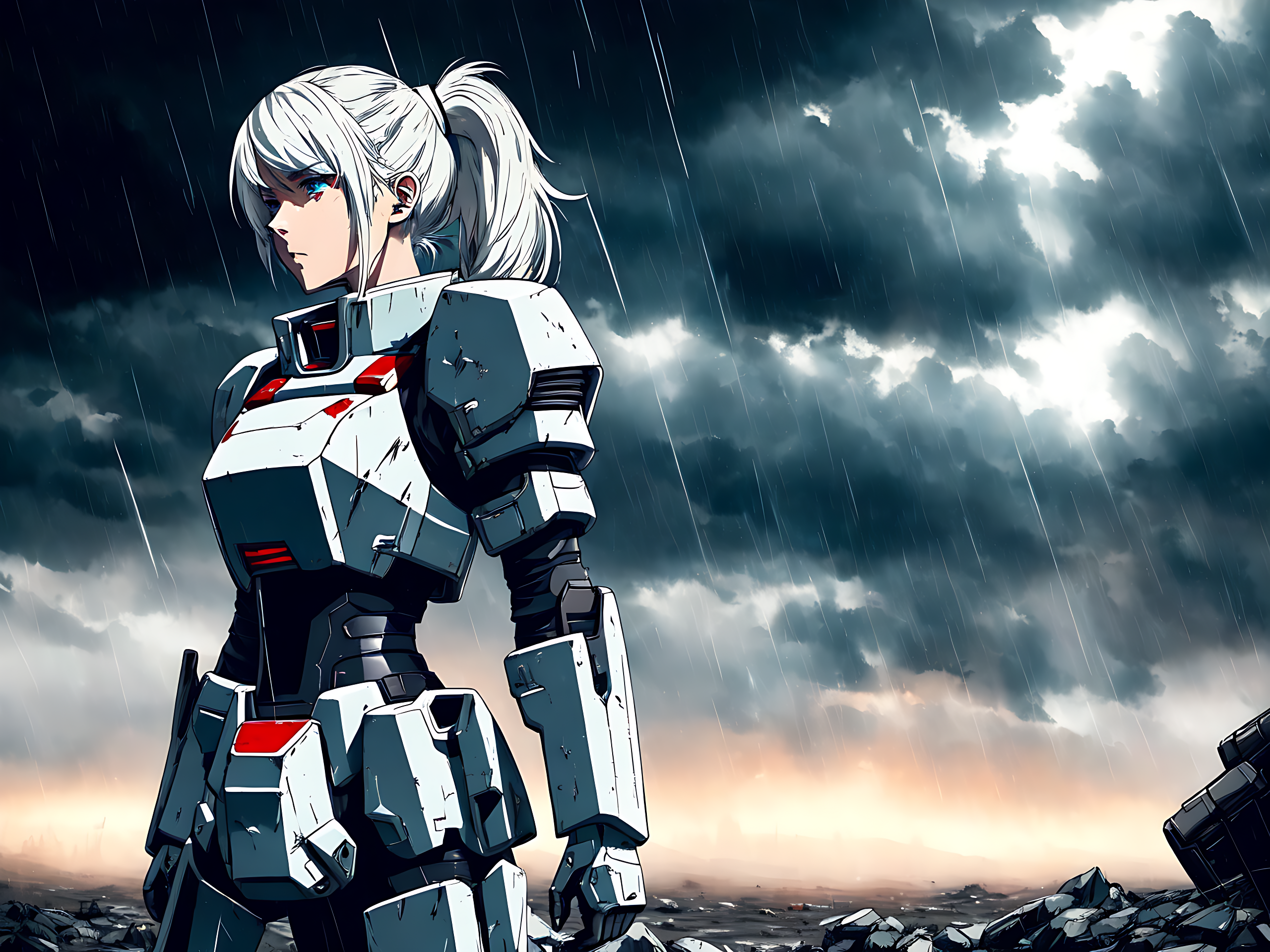 Девушка-воин в броне гандама