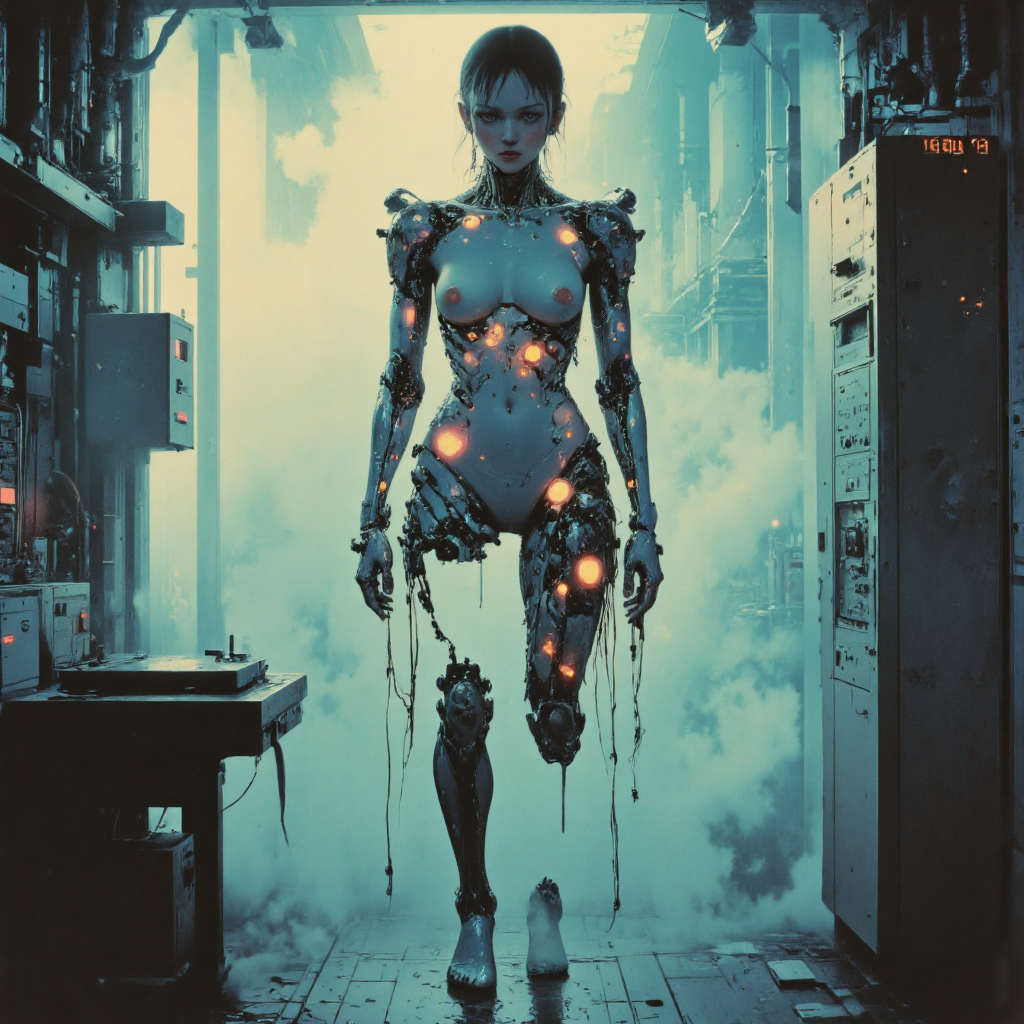 Киборг в ретрофутуристической лаборатории