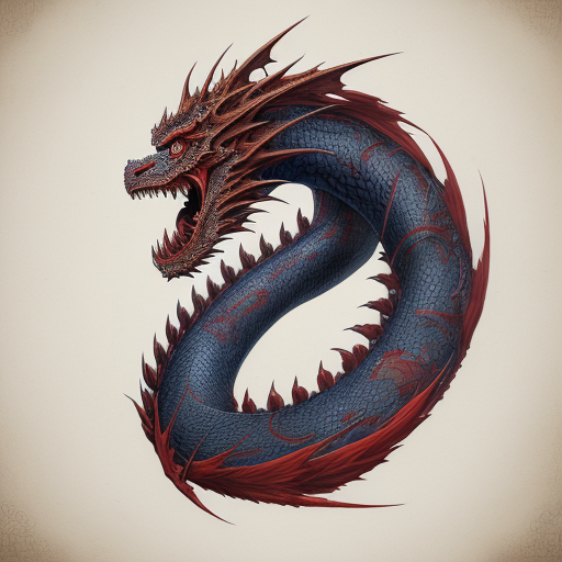 Японский дракон в стиле тату