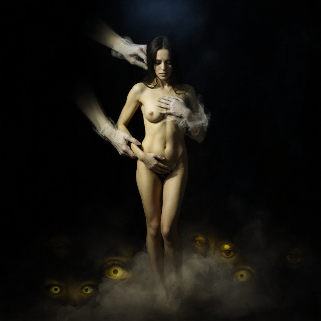Обнаженная женщина в драматическом свете