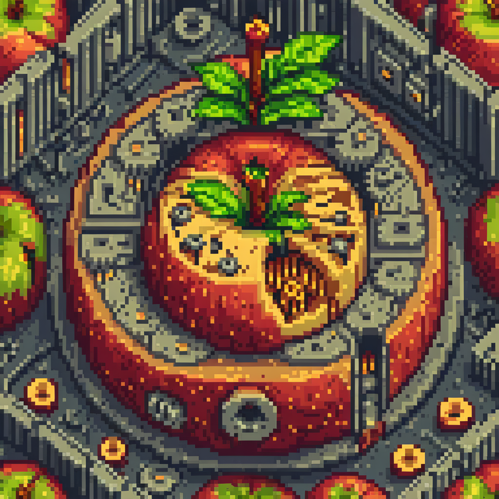 Яблоко в разрезе, пиксель-арт