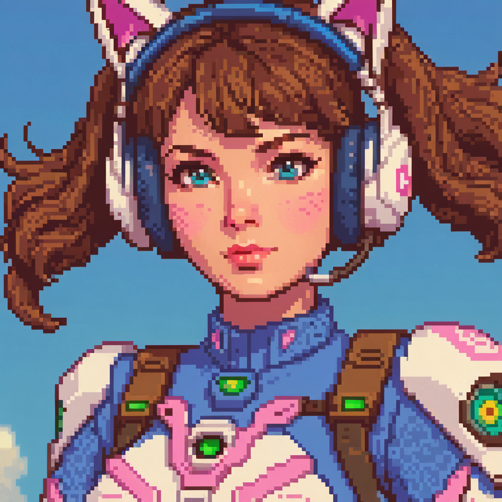 D.VA в стиле пиксель-арт