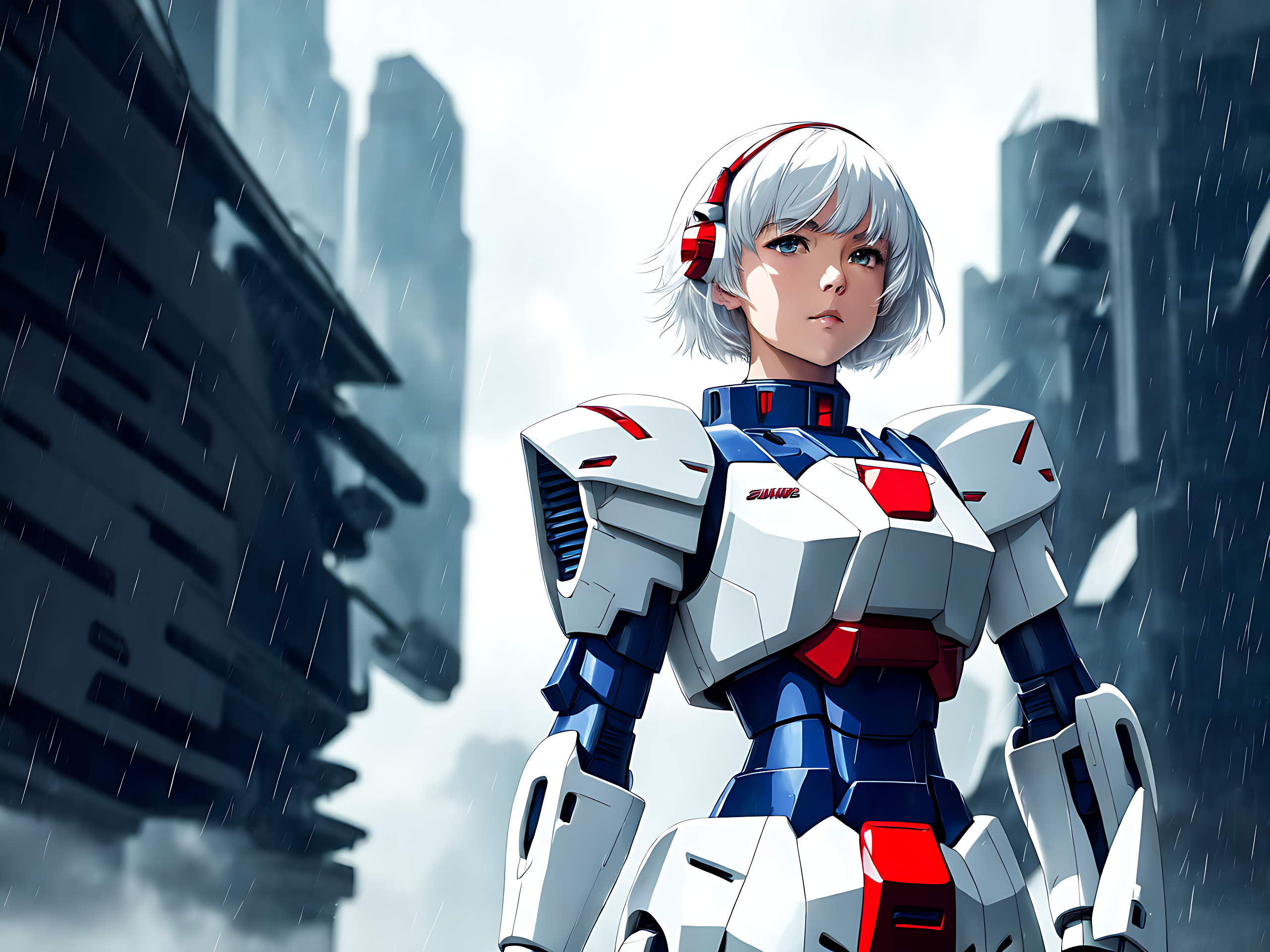 Девушка-воин в броне гандама
