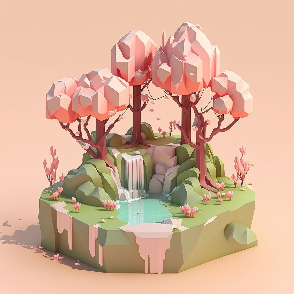 Изометрический остров вишневого леса