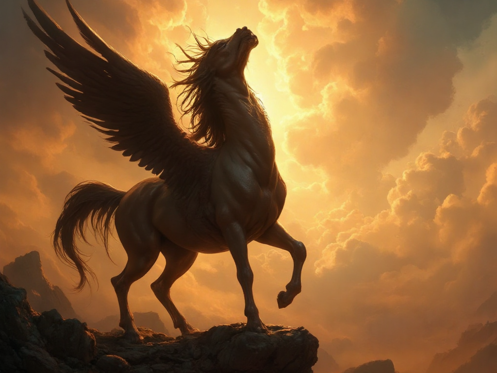 Гордый Пегас в багровом небе