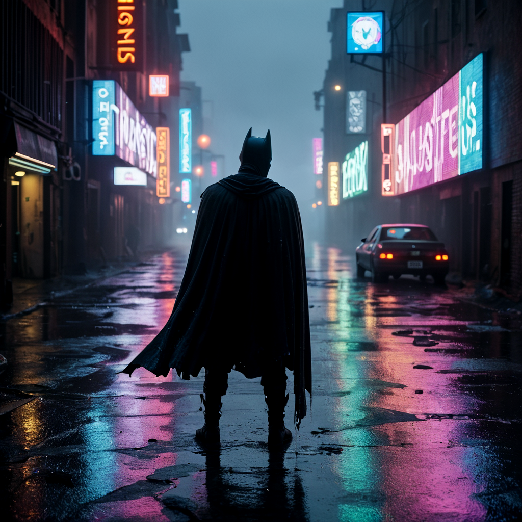 Бэтмен в неоновом переулке 80-х