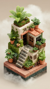 Изометрический дом ботаника с папоротниками