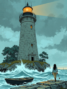 Лина и маяк на острове