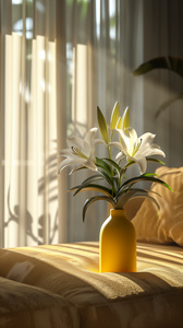 Солнечная гостиная с лилиями