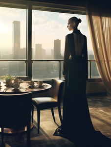 Элегантная девушка в роскошном интерьере