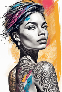 Экспрессивный портрет девушки с тату