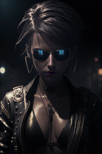Киберпанк девушка в Нео-Токио
