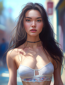 Милая брюнетка в городском стиле