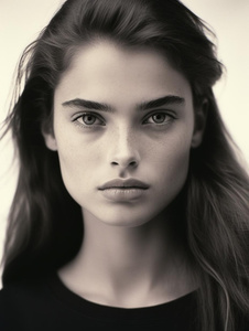 Черно-белый портрет молодой женщины