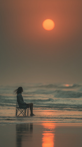 Закат на море с силуэтом