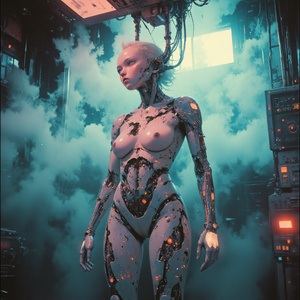 Киборг в ретрофутуристической лаборатории