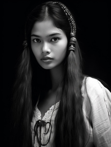 Восточная красавица в черно-белом стиле