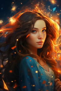 Фея и фейерверки в стиле Artgerm