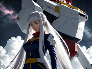 Девушка и гигантский робот Гундам